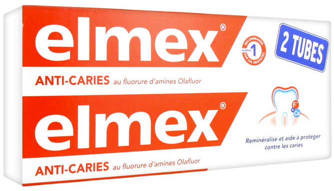 Elmex dentifrice protection caries lot de 2 x 75 ml
